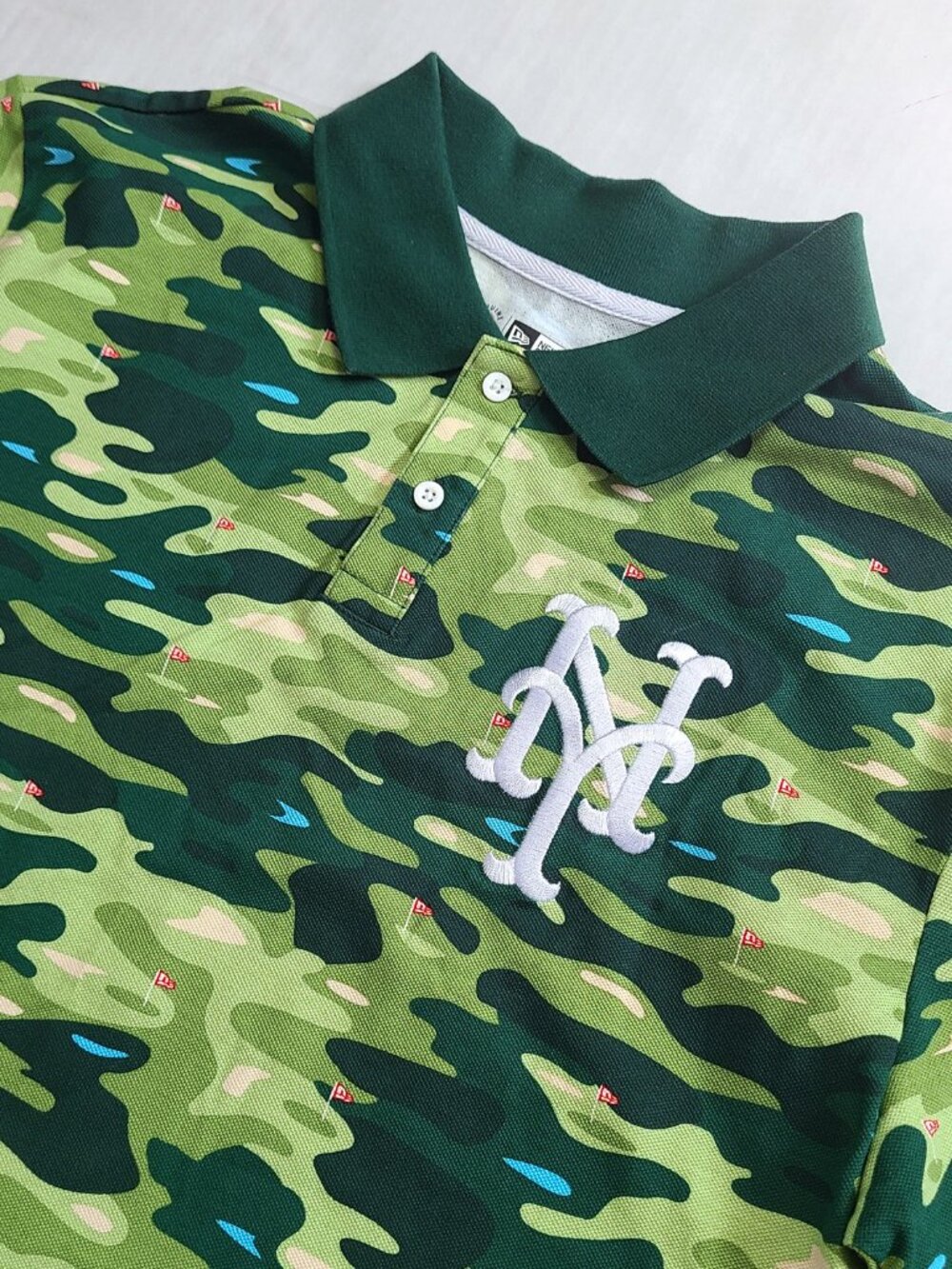 New Era New York Mets Cotton Golf Polo Top Green Embroidery Logo
